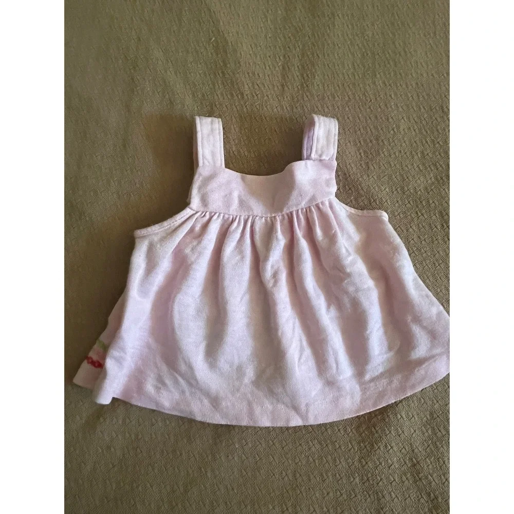 Vintage Carters Baby Girls Pink Terry Cloth Embroidered Flower Tank Top 12M
